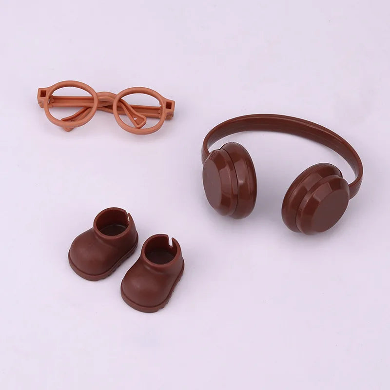 Para muñeca labubu de 15/17cm, auriculares de colores Macaron, gafas, zapatos, muñecos de peluche labubu, diseño 3,0, accesorios de juguetes de ropa diy