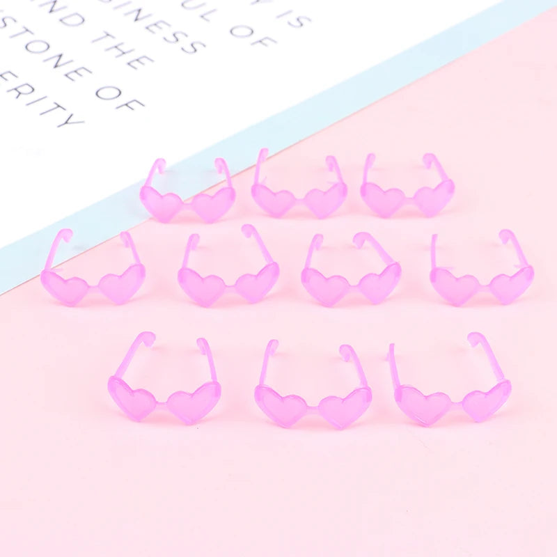 10 Uds. Accesorios para muñecas, Mini gafas de plástico con forma de corazón para muñecas 1/6, casa de muñecas, juguete para niños, gafas de fiesta