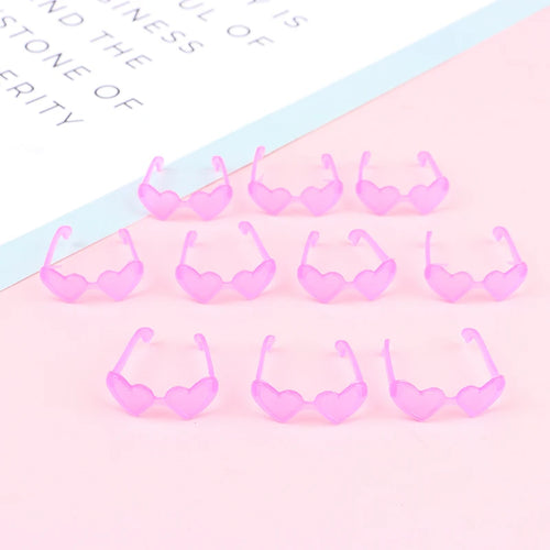 10 Uds. Accesorios para muñecas, Mini gafas de plástico con forma de corazón para muñecas 1/6, casa de muñecas, juguete para niños, gafas de fiesta