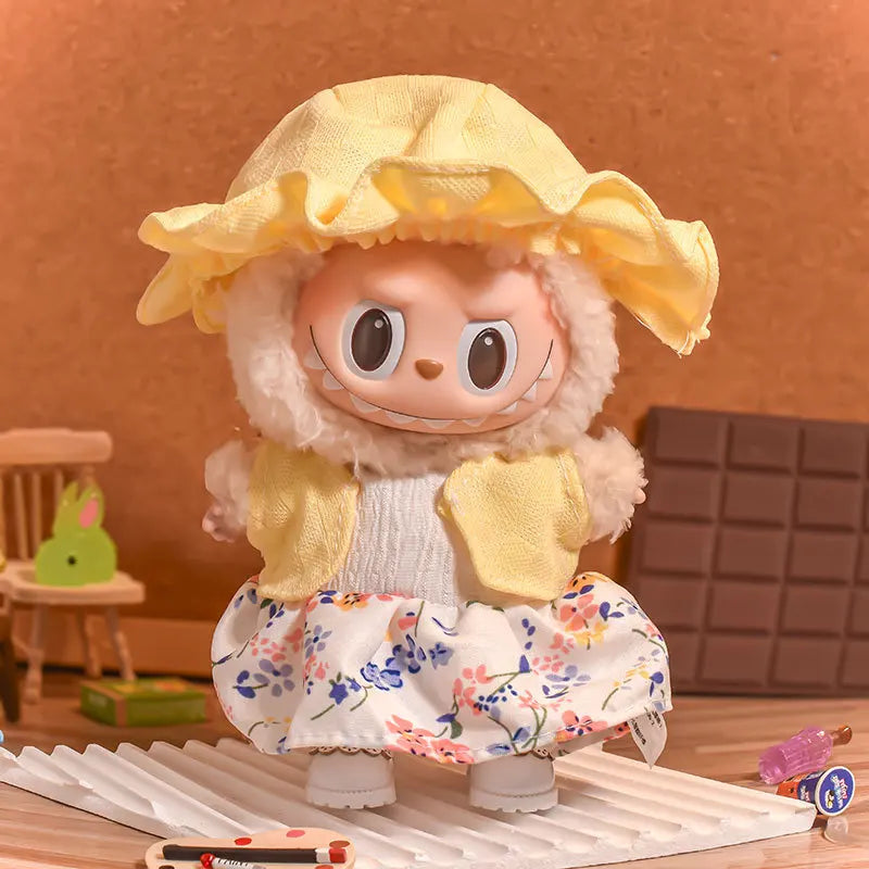 Accesorios de ropa para muñecas, falda/sombrero/pantalones con tirantes Labubu de 17cm, conjunto de pijama, vestido de juguete para muñecas, 1 Juego