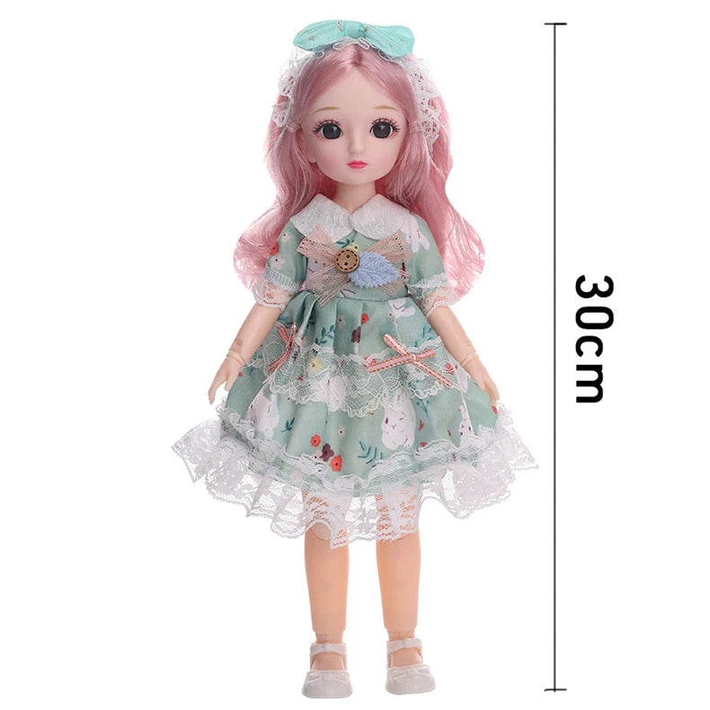 Muñecas Bjd de 30cm, conjunto completo de princesa, Anime Bjd 1/6 con ropa, 23 articulaciones, cuerpo móvil, ojos 3D, vestido para niñas, regalos de cumpleaños, Juguetes