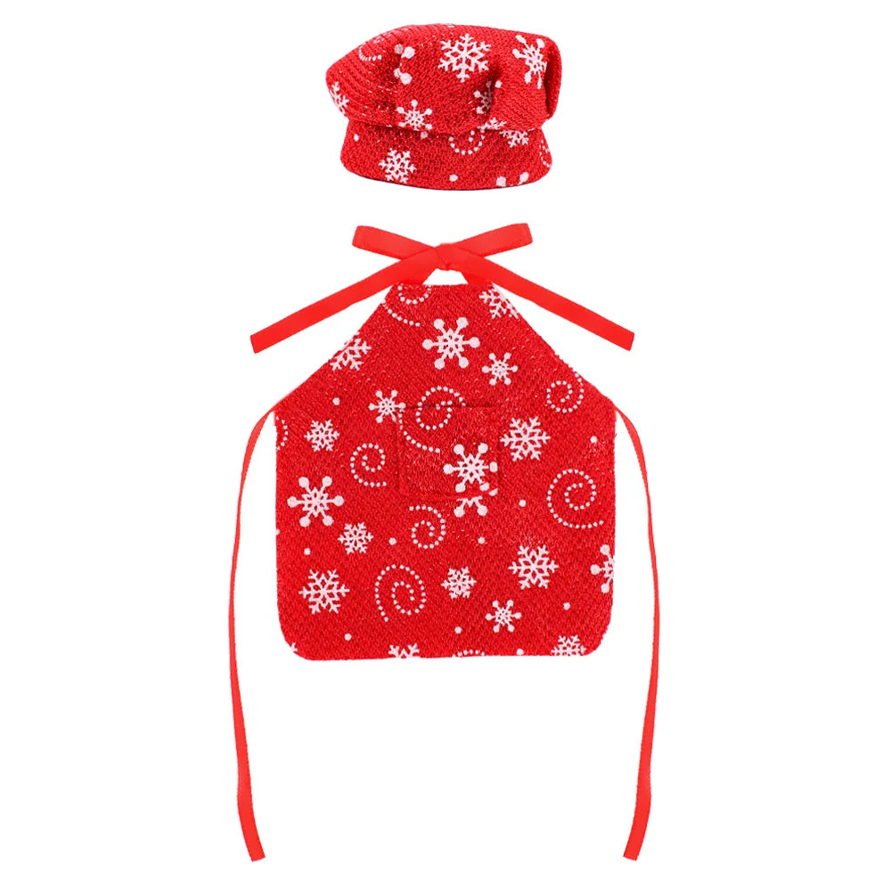 Delantal con estampado de muñeca Pop, sombrero de Chef, estilo de patrón navideño para muñecas Bjd 1/6 y accesorios para muñecas navideñas de espíritu de 30Cm, juguetes para niñas