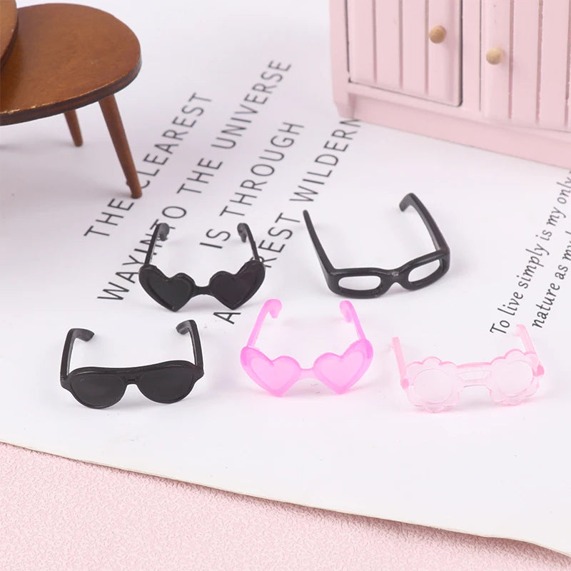 20 piezas Mini gafas de plástico con montura redonda, gafas para muñecas altas, juguete para niños, Mini gafas, accesorios aleatorios para muñecas