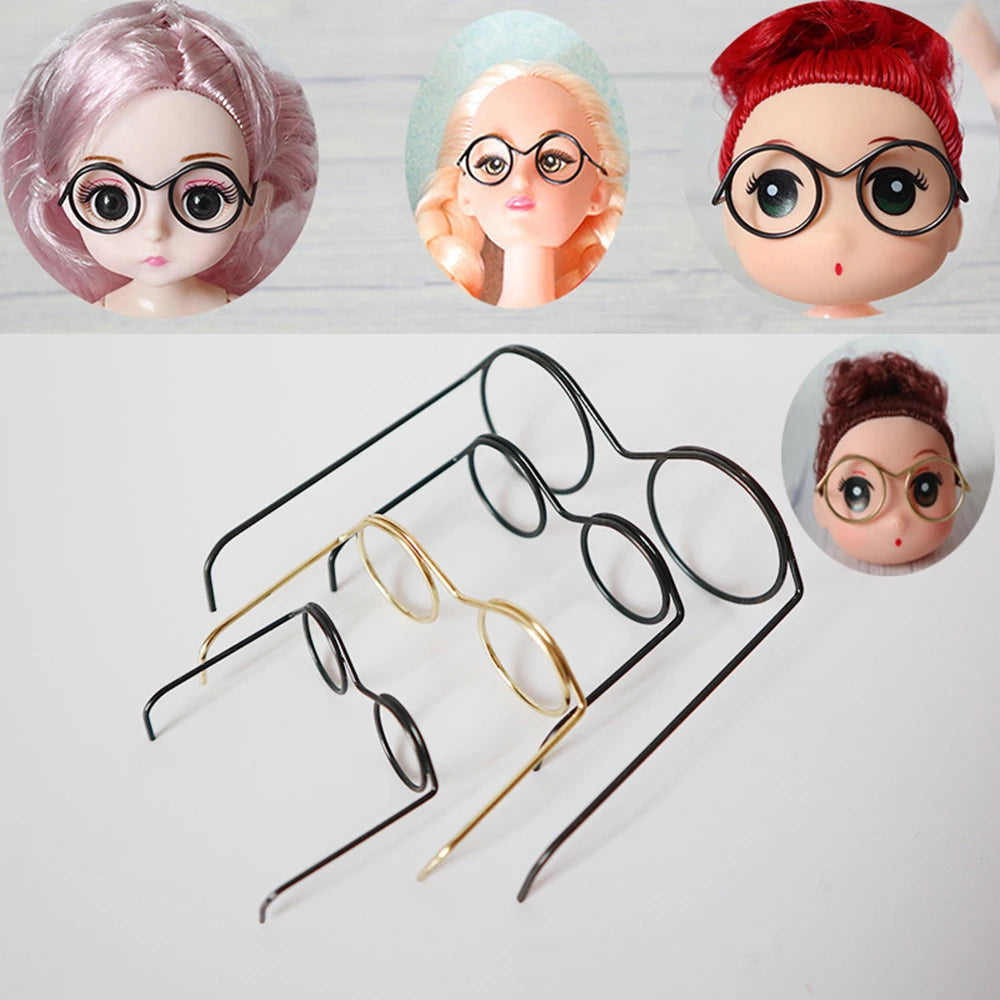 5 uds. De bonitas gafas redondas para muñecas, montura para Bjd, gafas de juguete de peluche a la moda, accesorios DIY, juguetes de vestir para niñas