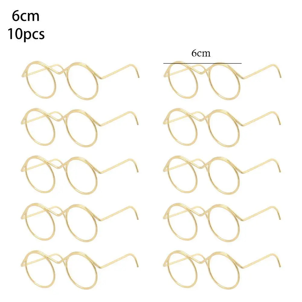 5 uds Retro negro Metal sin lentes gafas redondas muñeca gafas marco para Bjd moda juguete de peluche gafas muñecas accesorios juguete para niños