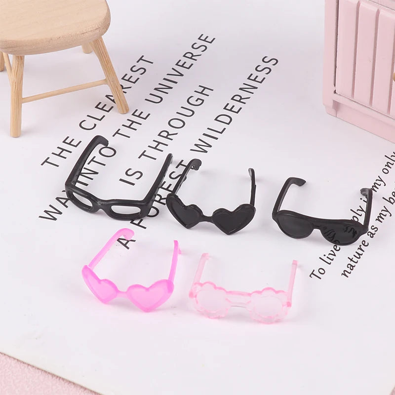 20 piezas Mini gafas de plástico con montura redonda, gafas para muñecas altas, juguete para niños, Mini gafas, accesorios aleatorios para muñecas