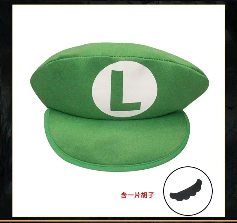 Gorro de dibujos animados Super Mario Bros para adultos y niños, juego de Luigi Bors, Cosplay, rojo, verde, regalo