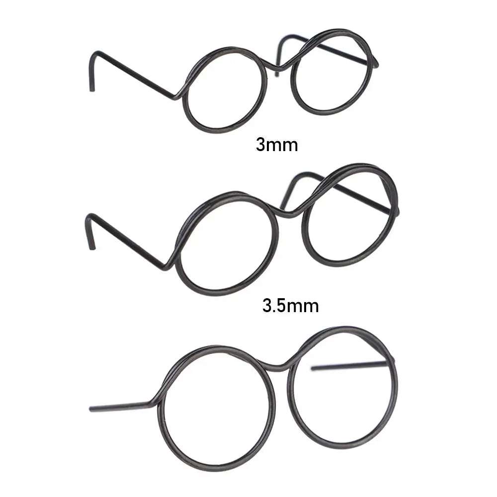 5 uds Retro negro Metal sin lentes gafas redondas muñeca gafas marco para Bjd moda juguete de peluche gafas muñecas accesorios juguete para niños