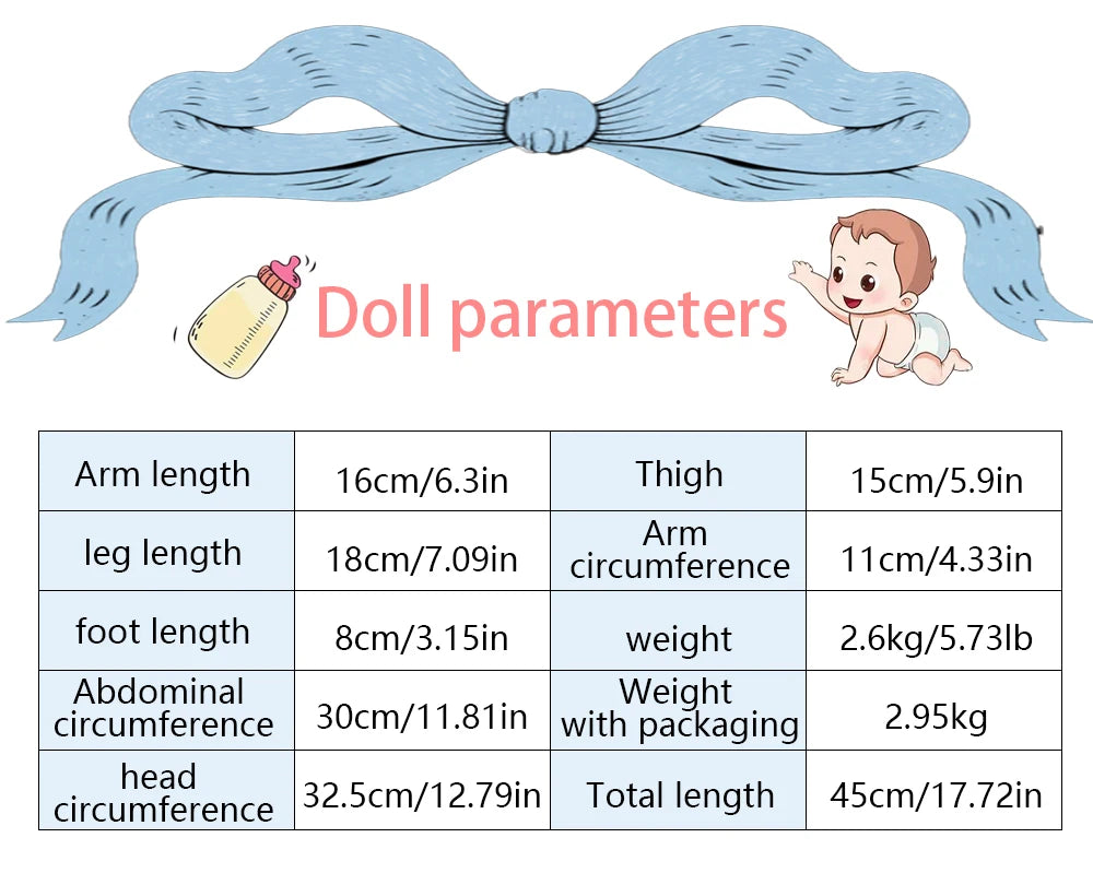 Muñeca de reencarnación de niño de silicona de 17,72 pulgadas con tacto suave y muñeca de diseño realista, juguete para regalo 🎁
