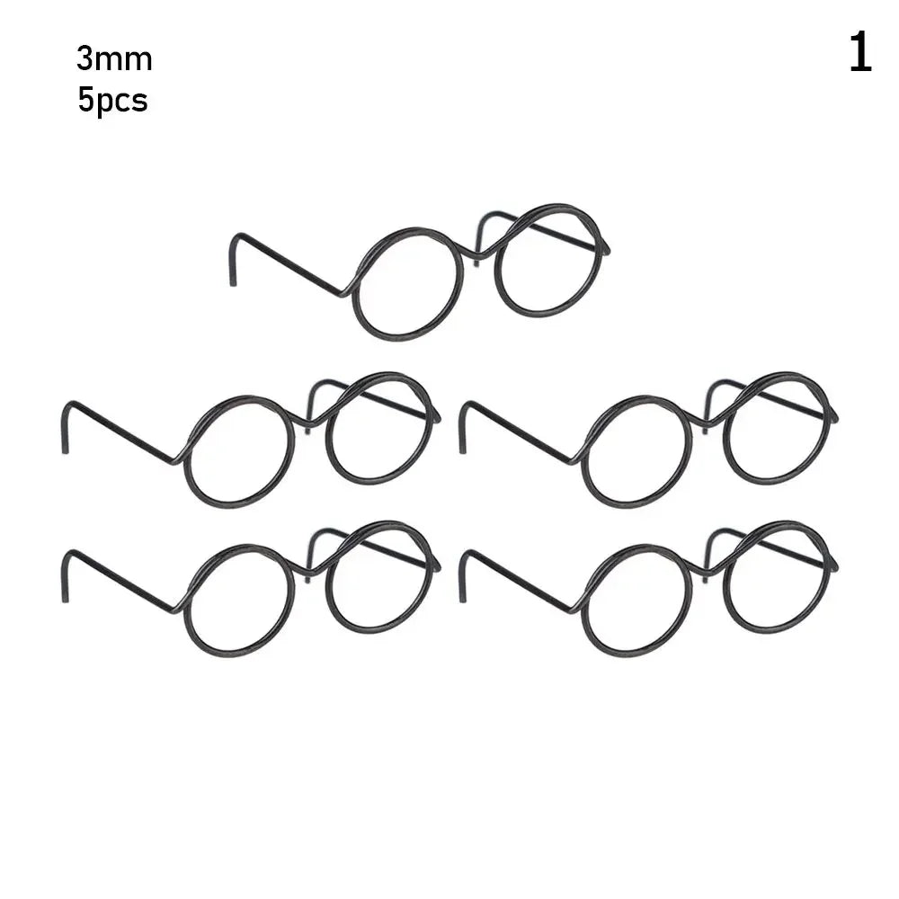 5 uds Retro negro Metal sin lentes gafas redondas muñeca gafas marco para Bjd moda juguete de peluche gafas muñecas accesorios juguete para niños