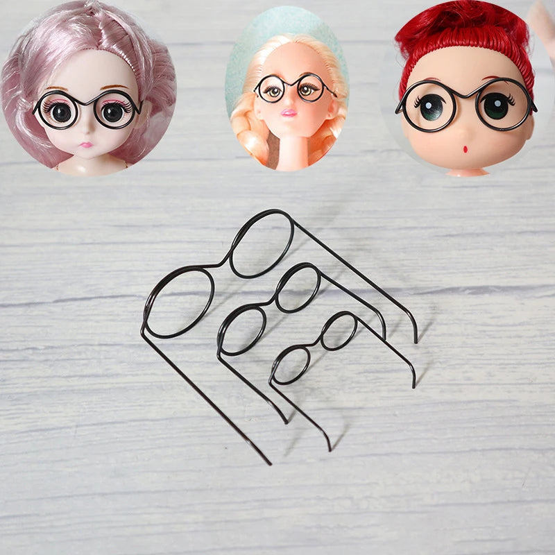 5 uds. De bonitas gafas redondas para muñecas, montura para Bjd, gafas de juguete de peluche a la moda, accesorios DIY, juguetes de vestir para niñas