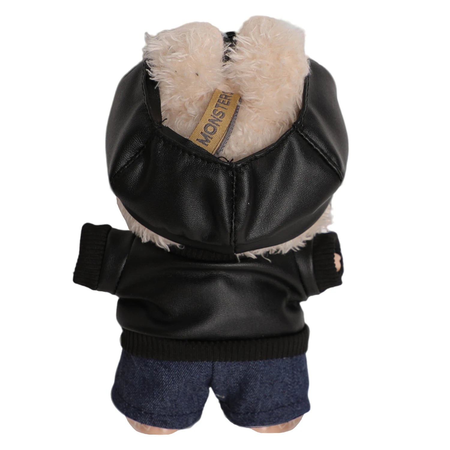 Para muñecas Labubu de 17cm, chaqueta de cuero negro + pantalones vaqueros + sombrero, traje, ropa Punk bonita para V1 V2 V3 Labubu, juguete de muñeca de algodón