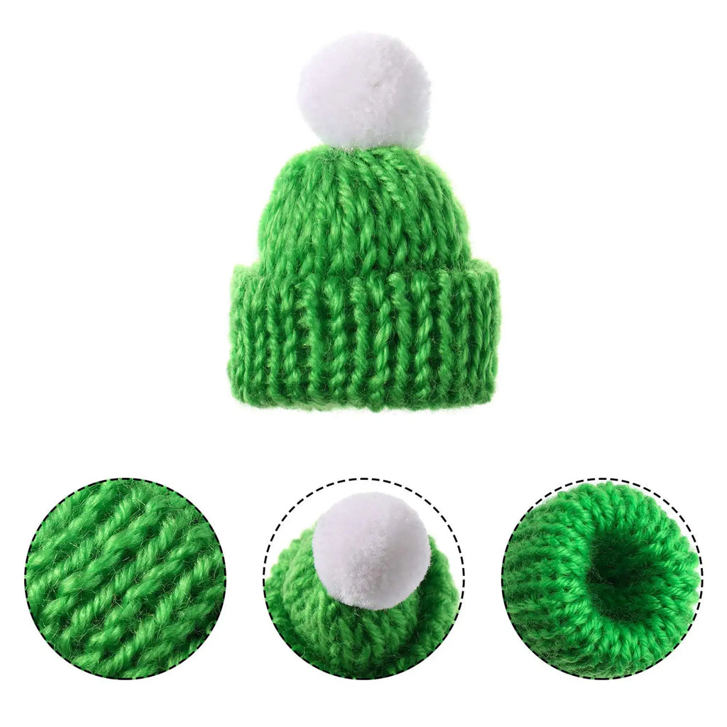 20/40 Uds. Bonitos sombreros de muñeca, gorro tejido de Navidad, Mini sombreros de hilo de lana para manualidades, pequeños accesorios para el cabello tejidos para adorno de árbol