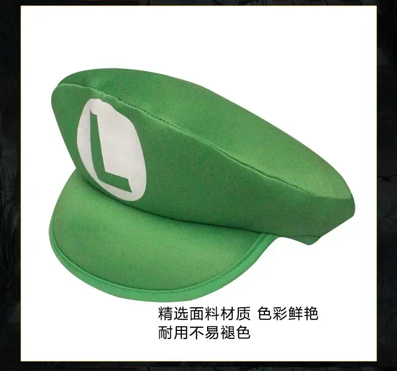 Sombrero de dibujos animados de Super Marios Bros, juego para niños y adultos, sombreros de Cosplay de Super Luigi Bors, gorra roja y verde, regalos de disfraz para niños