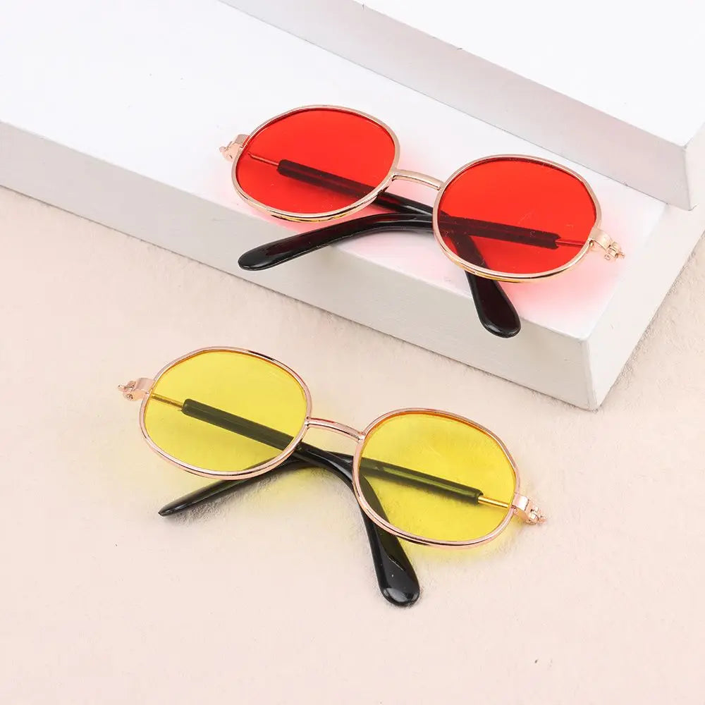 Gafas de sol en miniatura para muñeca Blythe, anteojos con montura de Metal, accesorios para muñecas Blythe, accesorio para gafas de felpa, 8,5 cm