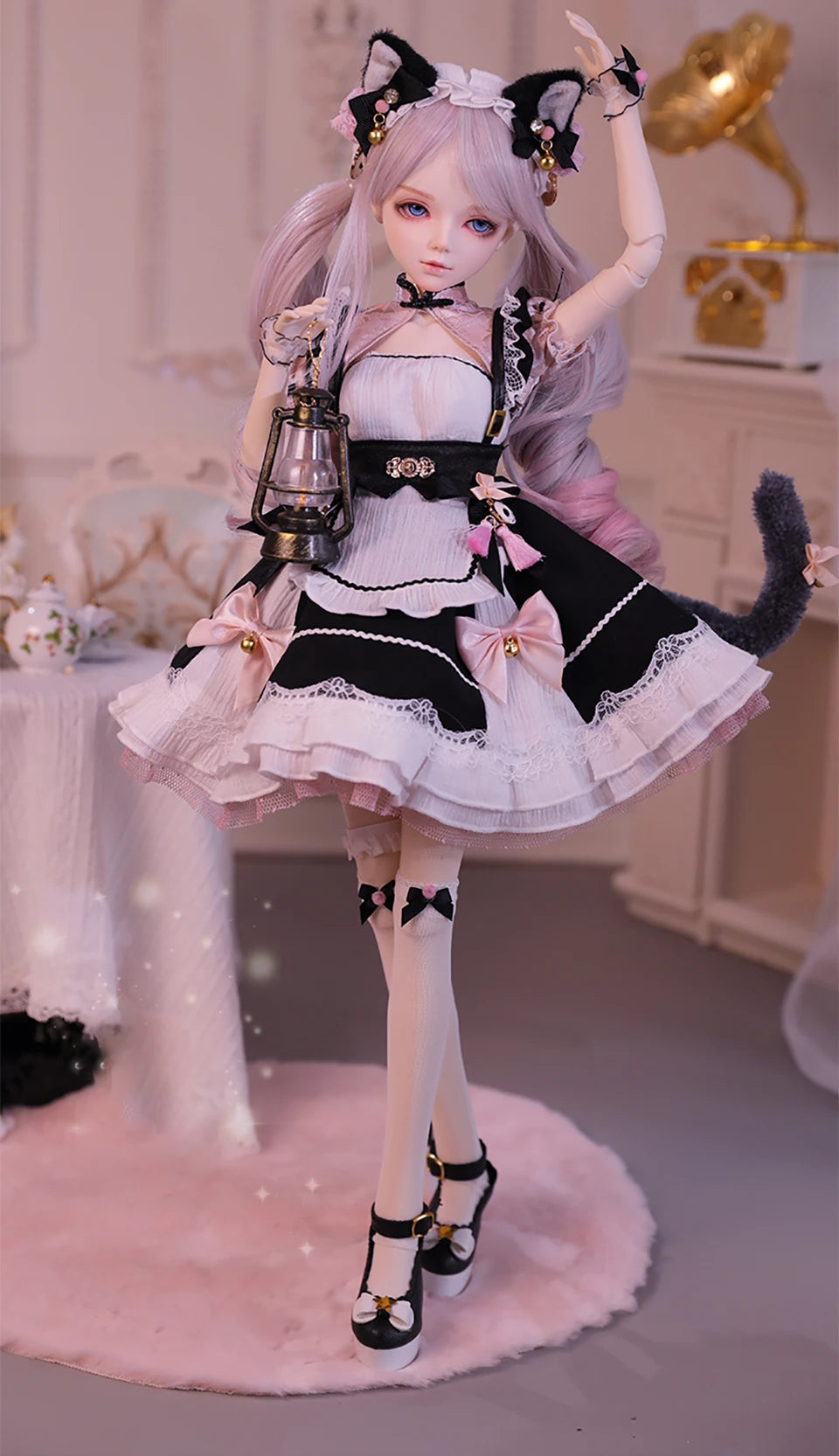 1/3 muñeca BJD disfraz de gato maquillaje de diseñador cara de bebé buena masa corporal articulaciones femeninas muñeca de cuerpo móvil maquillaje DIY 60cm juguete gifi