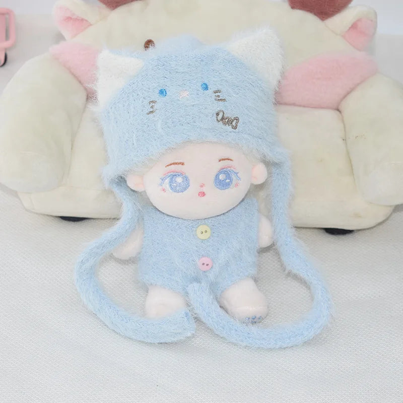 Accesorio de ropa para muñeca de algodón de 10cm, Mini Labubu, ropa de vestir, conjunto de sombrero de Animal bonito, Kits de juguetes de Navidad, regalos