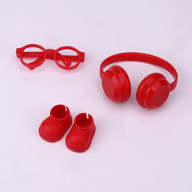 Para muñeca labubu de 15/17cm, auriculares de colores Macaron, gafas, zapatos, muñecos de peluche labubu, diseño 3,0, accesorios de juguetes de ropa diy