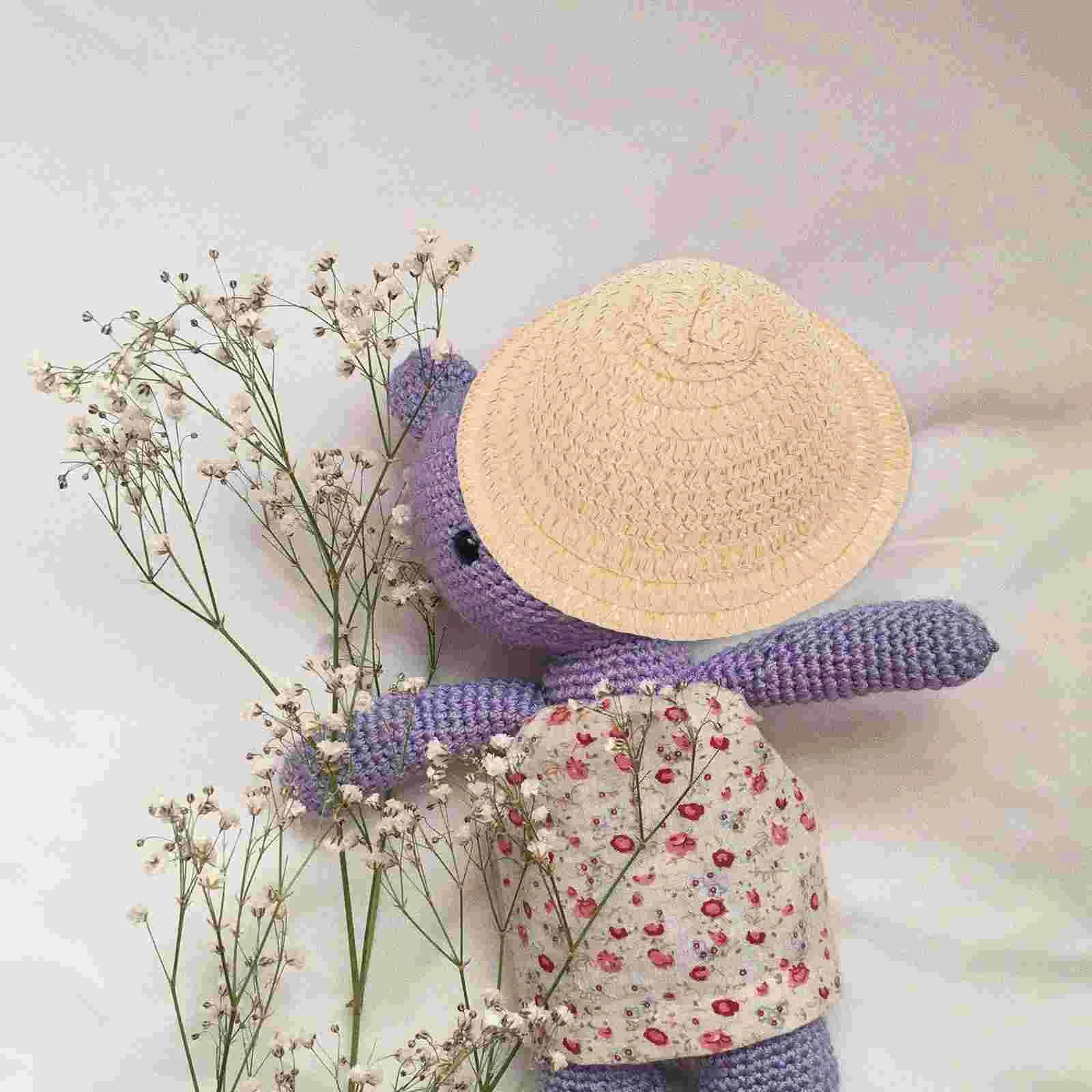 Accesorio decorativo de paja en miniatura, sombrero tejido artesanal para muñecas, Mini sombrero tejido amarillo, accesorio para fotografía, juguete artesanal, regalo para niños