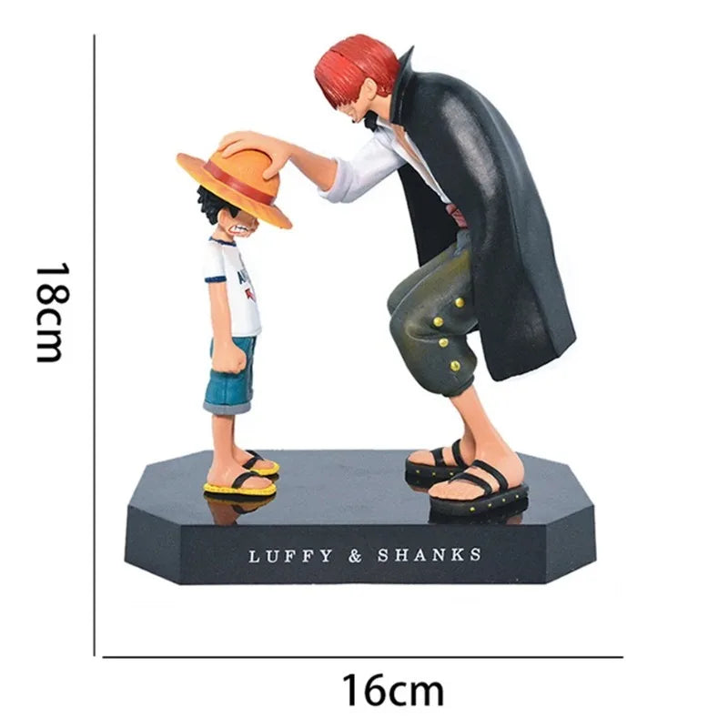 Figura de acción de una pieza de 18cm, mono de PVC D Luffy, sombrero de paja Luffy, vástagos de pelo rojo, cabeza de Pat, juguete, estatua de Anime, adornos modelo