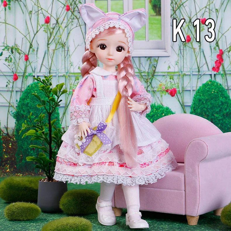 Muñecas Bjd de 30cm, conjunto completo de princesa, Anime Bjd 1/6 con ropa, 23 articulaciones, cuerpo móvil, ojos 3D, vestido para niñas, regalos de cumpleaños, Juguetes