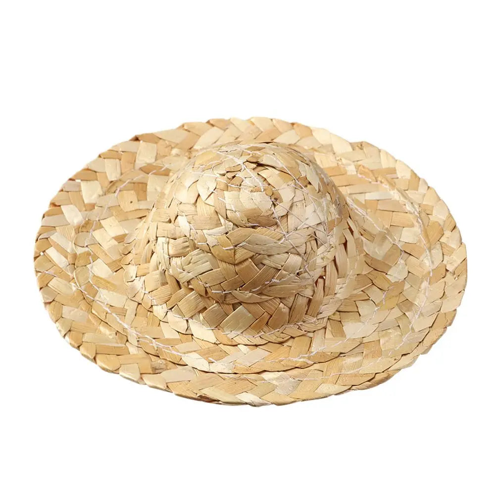 Sombrero de paja tejido, decoración artesanal, gorros para muñecas, manualidades de varios tamaños, juguetes bonitos, accesorios para muñecas