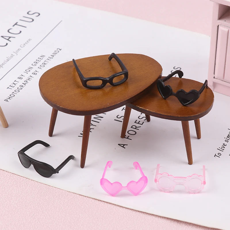 20 piezas Mini gafas de plástico con montura redonda, gafas para muñecas altas, juguete para niños, Mini gafas, accesorios aleatorios para muñecas