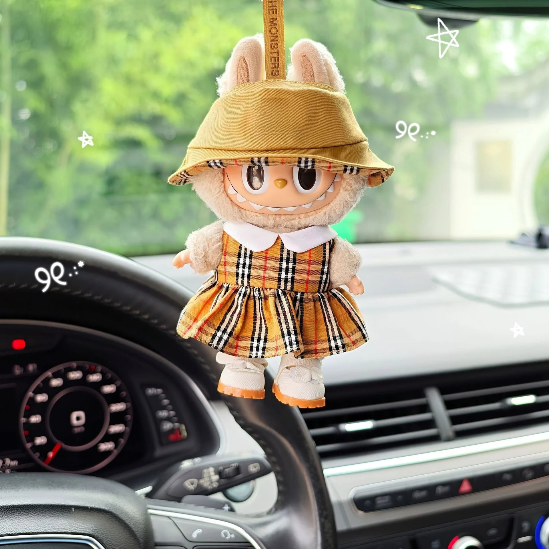 Para muñeca Labubu de 15/17cm, ropa a cuadros marrón a la moda, falda, sombrero, pantalones, conjunto de ropa Labubu, muñecas 3,0, diseño, accesorios de juguete Diy