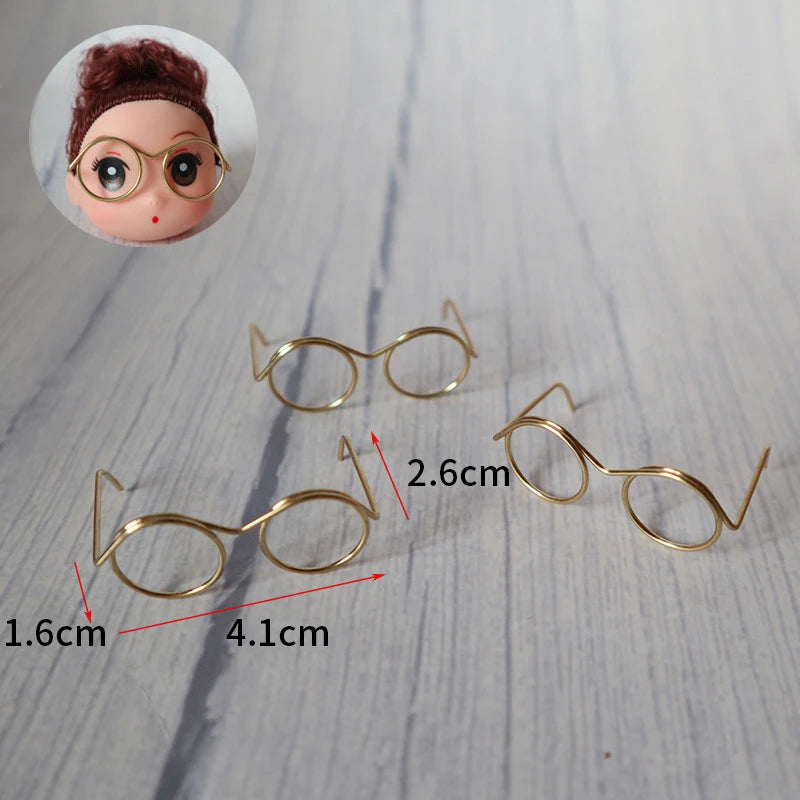 5 uds. De bonitas gafas redondas para muñecas, montura para Bjd, gafas de juguete de peluche a la moda, accesorios DIY, juguetes de vestir para niñas