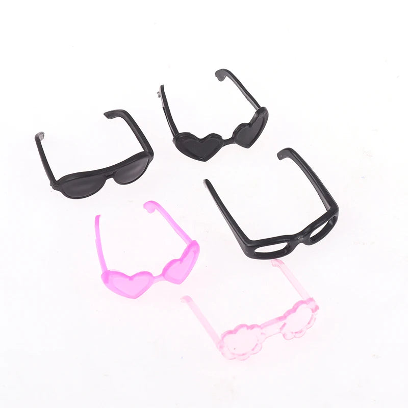 20 piezas Mini gafas de plástico con montura redonda, gafas para muñecas altas, juguete para niños, Mini gafas, accesorios aleatorios para muñecas