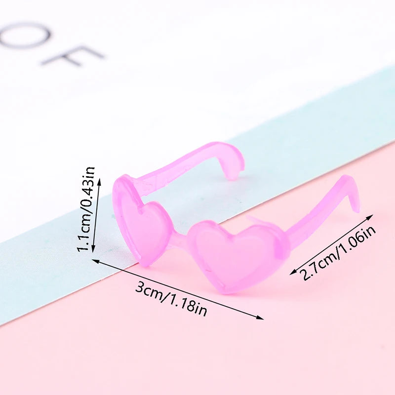 10 Uds. Accesorios para muñecas, Mini gafas de plástico con forma de corazón para muñecas 1/6, casa de muñecas, juguete para niños, gafas de fiesta