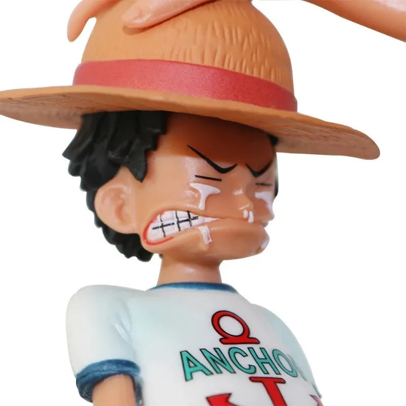 Figura de acción de una pieza de 18cm, mono de PVC D Luffy, sombrero de paja Luffy, vástagos de pelo rojo, cabeza de Pat, juguete, estatua de Anime, adornos modelo