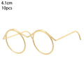 Gafas de muñeca con montura redonda sin lente, anteojos de aleación de oro Retro a la moda, accesorios para muñecas, 10 piezas 3,3/4,1/6cm