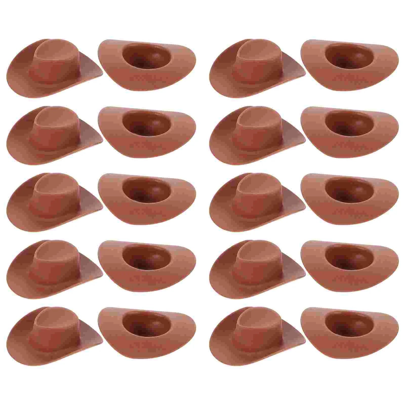20 piezas sombrero de vaquero blanco juguetes para niñas Mini sombreros para mascotas en miniatura decoración de plástico pequeña señorita