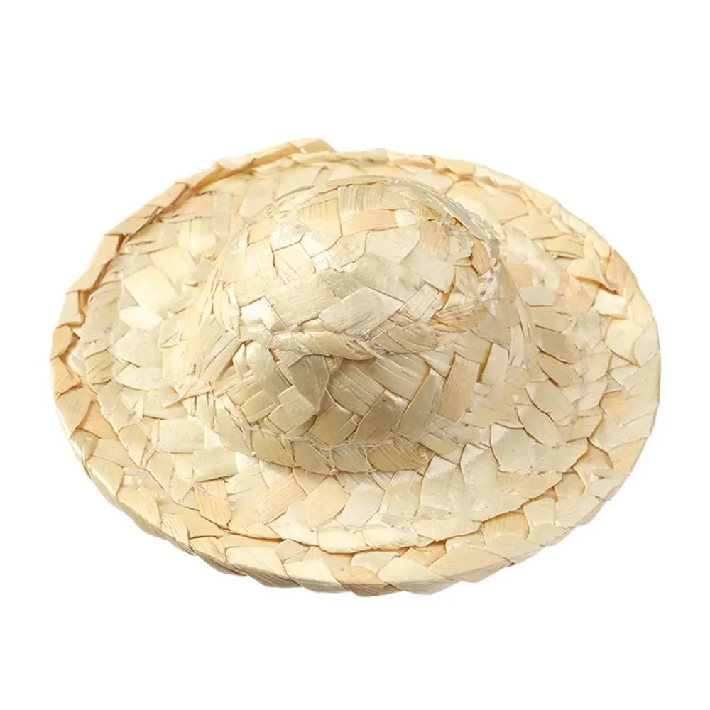 Mini sombrero de paja tejido, accesorios para muñecas, decoración DIY, manualidades, juguetes lindos, varios tamaños