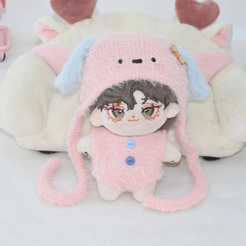 Accesorio de ropa para muñeca de algodón de 10cm, Mini Labubu, ropa de vestir, conjunto de sombrero de Animal bonito, Kits de juguetes de Navidad, regalos