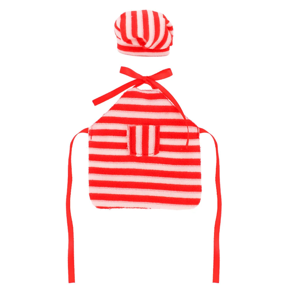 Delantal con estampado de muñeca Pop, sombrero de Chef, estilo de patrón navideño para muñecas Bjd 1/6 y accesorios para muñecas navideñas de espíritu de 30Cm, juguetes para niñas