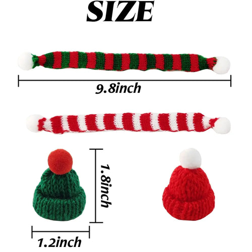 12/24 Uds Mini gorro de punto Mini bufanda de Navidad conjunto Mini sombreros de Papá Noel para manualidades Mini decoraciones navideñas adornos de árbol