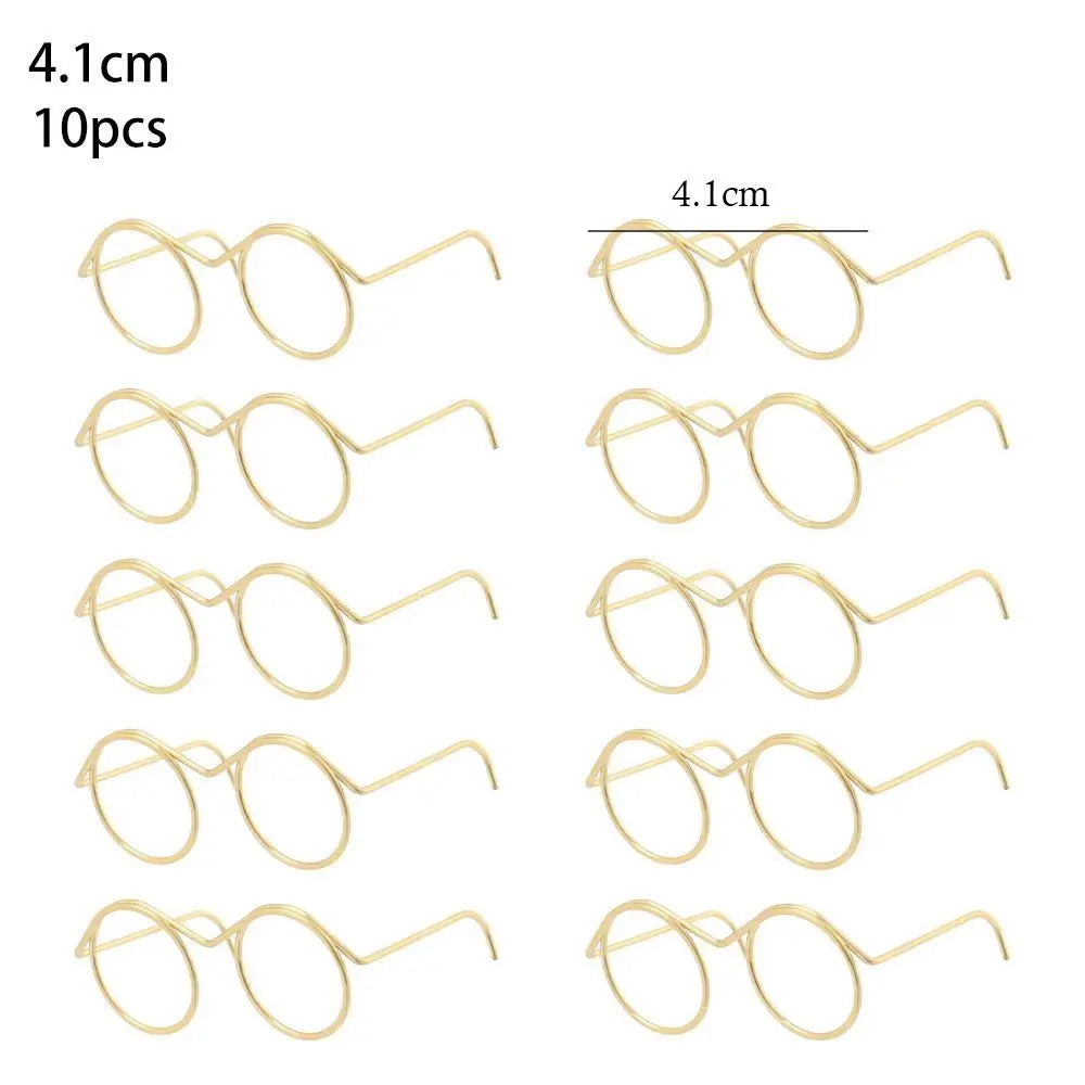 5 uds Retro negro Metal sin lentes gafas redondas muñeca gafas marco para Bjd moda juguete de peluche gafas muñecas accesorios juguete para niños