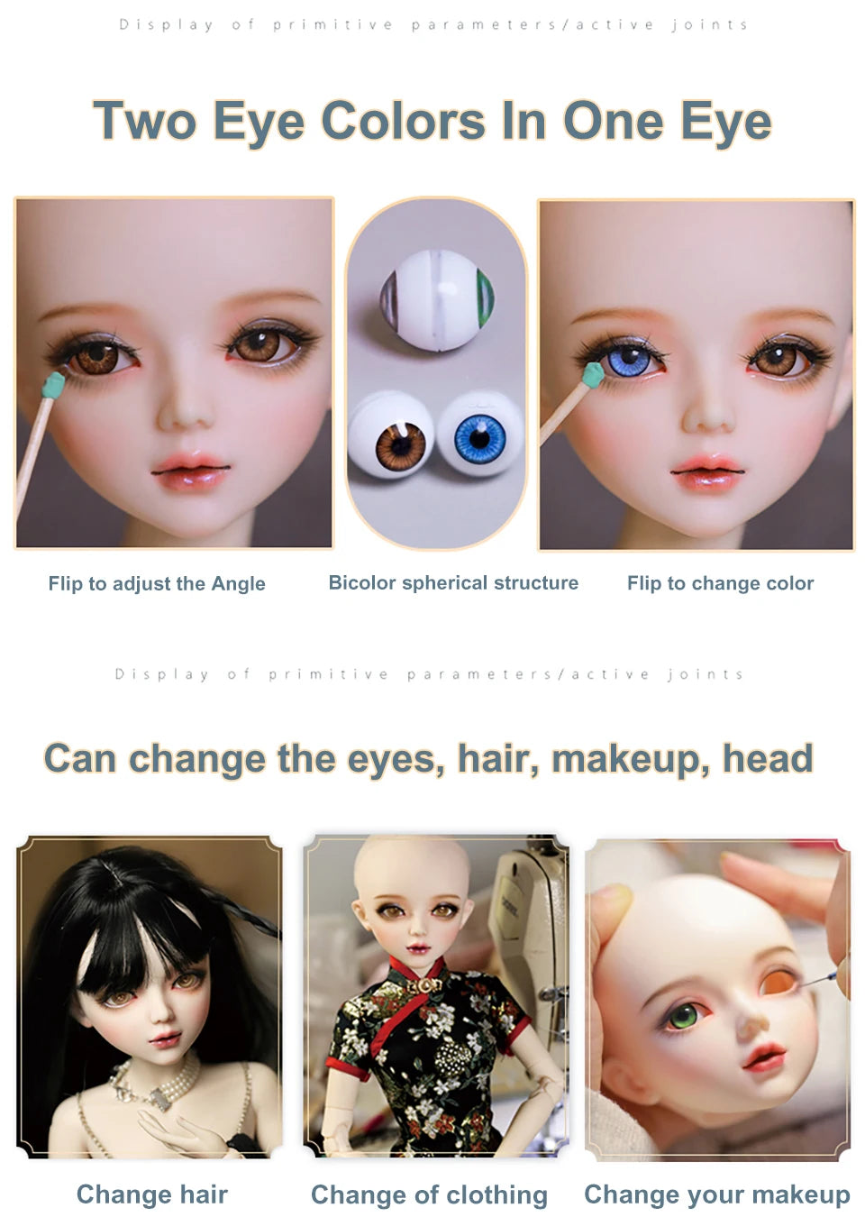 1/3 muñeca BJD disfraz de gato maquillaje de diseñador cara de bebé buena masa corporal articulaciones femeninas muñeca de cuerpo móvil maquillaje DIY 60cm juguete gifi