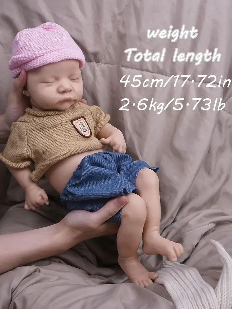 Muñeca de reencarnación de niño de silicona de 17,72 pulgadas con tacto suave y muñeca de diseño realista, juguete para regalo 🎁